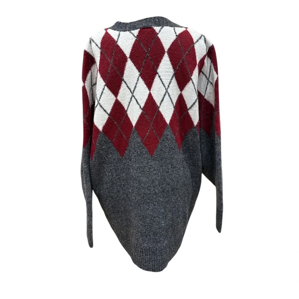 Torrid Argyle ‎ Vegan Cashmere Long Sleeve Crew Neck Sweater Size 1